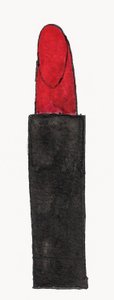 赤い口紅、2017年（紙に赤と黒の墨と金のフェルトペン） 作： デイジー・ド・ヴィルヌーヴ