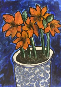 鮮やかなオレンジ色の花 作： 