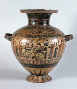 アキレスを悼むネレイドを描いた黒像式の水仙、紀元前560〜550年頃（セラミック）