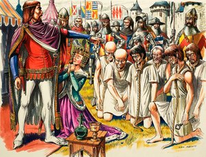 1347年、カレー市民とエドワード3世（グワッシュ、紙）