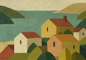 のどかな海岸沿いの村 作： Dan Hobday