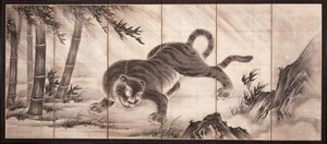 タイガー[ドラゴンとタイガーのペアの左]、16世紀半ば（紙にインク）（6114494も参照） 作： Dōan Yamada
