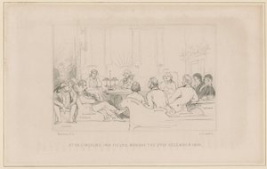 1844年12月2日月曜日、リンカーンズ・イン・フィールズ58番地のクラブ会員（エングレーヴィング） 作： Daniel (1806-70) Maclise