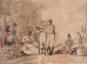 休息中の兵士 (紙にボディカラー) 作： Daniel Maclise