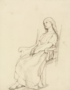 座っている少女の習作（紙にペンとインクとグラファイト） 作： Daniel Maclise