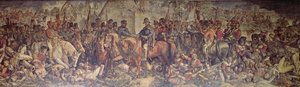ウォータールー後のウェリントンとブラッチャーの出会い (壁画) 作： Daniel Maclise