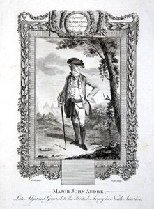 トーマス・クック（1744-1818）が1785年頃に彫ったジョン・アンドレ少佐（北アメリカにおける英国軍の副官 作： Daniel (after) Dodd