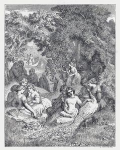 テニソンの詩「The Princess」の挿絵（エングレービング 作： Daniel (after) Maclise