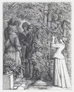 テニソンの詩「The Princess」の挿絵（エングレービング 作： Daniel (after) Maclise