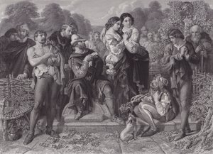 オーランドとレスラー「お気に召すまま」(刻印) 作： Daniel (after) Maclise
