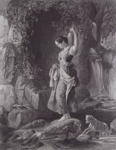 The Nymph of the Waterfall (e.g. engraving) 作： Daniel (after) Maclise