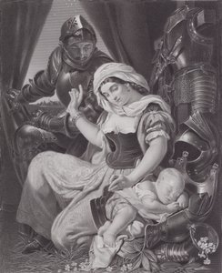 戦士のゆりかご」（彫刻 作： Daniel (after) Maclise