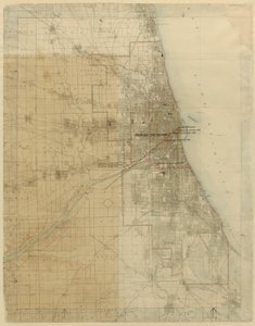 イリノイ州シカゴのシカゴの平面図、都市の成長を示す図、1909 年。