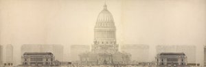 1909年のシカゴの計画からのプレート131：シカゴ。 建物群を示す立面図... 作： Daniel Burnham