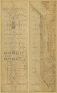 プレート 78 1909 年シカゴの計画からの 2 つの図面: 提案された場所と配置の... 作： Daniel Burnham