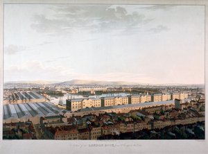 ロンドンドックの眺め、1816年 作： Daniel Havell