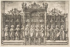 聖母マリアを祝福するキリストのいる大合唱団1518-20。 作： Daniel Hopfer