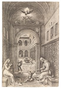 聖アンナと聖母子、c。 1500。 作： Daniel Hopfer the Elder