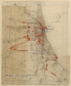 シカゴ、シカゴ、イリノイ、鉄道回路図の計画 作： Daniel Hudson Burnham