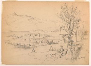 1854年9月28日、ニューハンプシャー州チョコルア池でのデッサン画 作： Daniel Huntington