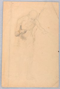 ドローイング、髭を生やした男が立っている、1852年