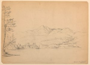 1854年9月28日、ニューハンプシャー州、キャラの池から見たチョコルア山。