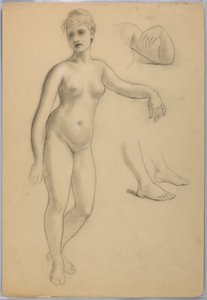 ドローイング、立つ女性ヌード、9月、1860-70年