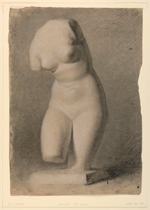素描、プラスチックの女性トルソ 1840年 作： ダニエル・ハンティントン