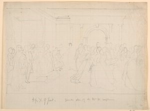 図面、マーサワシントンレセプションの一般計画、1860年 作： Daniel Huntington