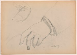 素描 ジョージ・D・セネー 手と腕の習作 裏面：左足 1881年 作： ダニエル・ハンティントン