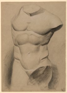 素描、石膏からの男性トルソ 1840年 作： ダニエル・ハンティントン