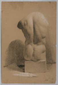 素描、石膏からの男性トルソ 1840年