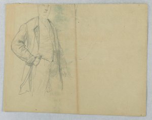 ポケットに手を入れて立っているサミュエル・ウォード・シニア氏、1880年