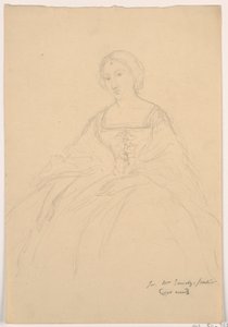 シェパード・ガンディ夫人座像、裏面：線描スケッチ、1859年