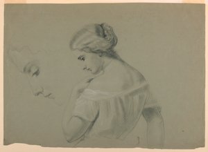 デッサン、女性の横顔 a、1840-70年