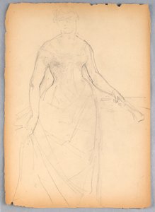 素描、ベラ・ウォーシャムの肖像画のためのスケッチ、1878年 作： Daniel Huntington