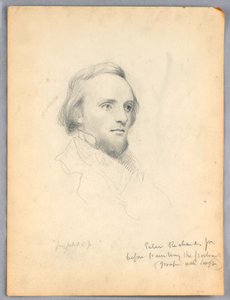 素描、ピーター・リチャーズの肖像画のための頭部のスケッチ、1849年 作： Daniel Huntington