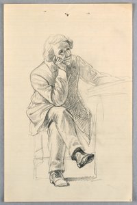 素描、「科学グループ」のための習作、1858年 作： ダニエル・ハンティントン