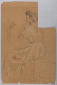 素描、「ティツィアーノ・ショーイング」のための習作、1872年 作： Daniel Huntington