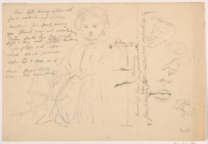 デッサン《立つ子供ヒュー・バクスター、手と唇の習作》1865年 作： ダニエル・ハンティントン