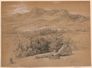図面、アルバニー・ロードの右側の丘から見たチョコルア山の眺め、1854年9月12日 作： ダニエル・ハンティントン