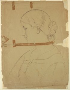 デッサン、横顔の女性、ローマのモデル、1840年 作： Daniel Huntington