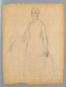 立っている女性の肖像画のスケッチ 作： Daniel Huntington