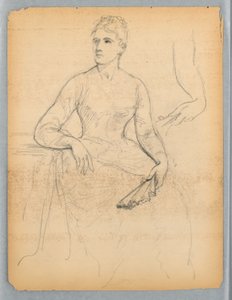 座っている女性の肖像画のスケッチ 作： Daniel Huntington