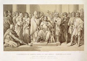 アングロサクソン人の王、ハロルドの戴冠式、W。リッジウェイによって彫刻 作： Daniel Maclise