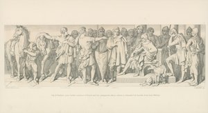 ポンチューの男はハロルドと彼の仲間に更なる聴衆を与え、その解放はウィリアム公爵からヘラルドによって要求された 作： Daniel Maclise