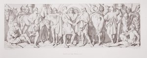 ハロルドとウィリアムデュークが出会う、1866年にL.グルーナーによって刻まれた「ノーマン征服の物語」から 作： Daniel Maclise
