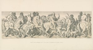 ハロルドと彼の騎士は、サセックスのボシャムで彼らの乗船場所に乗ります 作： Daniel Maclise