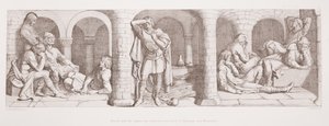 ハロルドとサクソン人は、1866年にL.グルーナーによって彫刻された「ノルマン征服の物語」から、モントルイユ近くのボーレン城に閉じ込められました。 作： Daniel Maclise