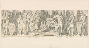 聖人の隠された遺物を誓ったウィリアムへのハロルドの忠誠の誓い 作： Daniel Maclise